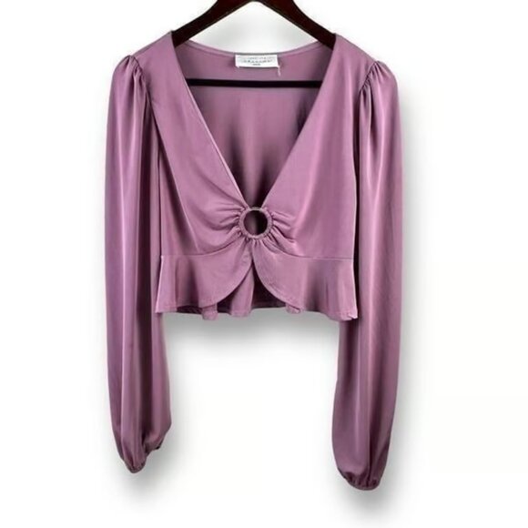 American Threads lavender cropped blouse size M - Picture 1 of 4